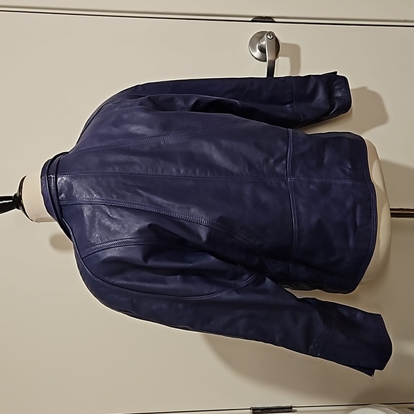 Purple leather bomber biker moto jacket pockets lined Wilson's Leather - Picture 10 of 16